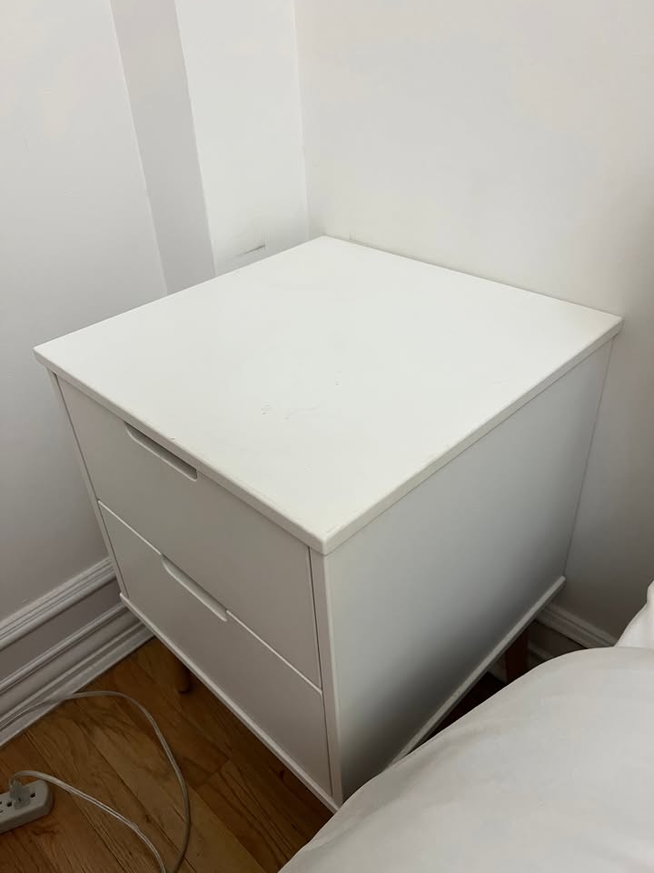 White Nightstand w/ 2 Deep Drawers - photo 2