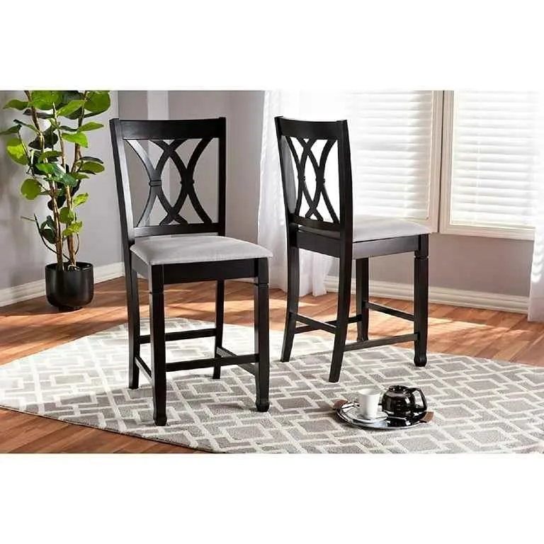 Baxton Studio Reneau Gray Fabric Pub Chair