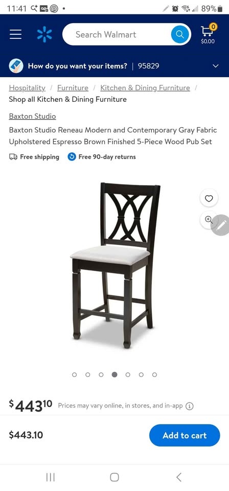 Baxton Studio Reneau Gray Fabric Pub Chair - photo 4