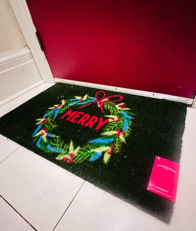NEW Wondershop Holiday Doormat – “MERRY” Wreath – Rare Find image indicator(9)