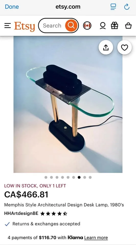 Vintage Postmodern Desk Banker Table Lamp Sonneman Kovacs