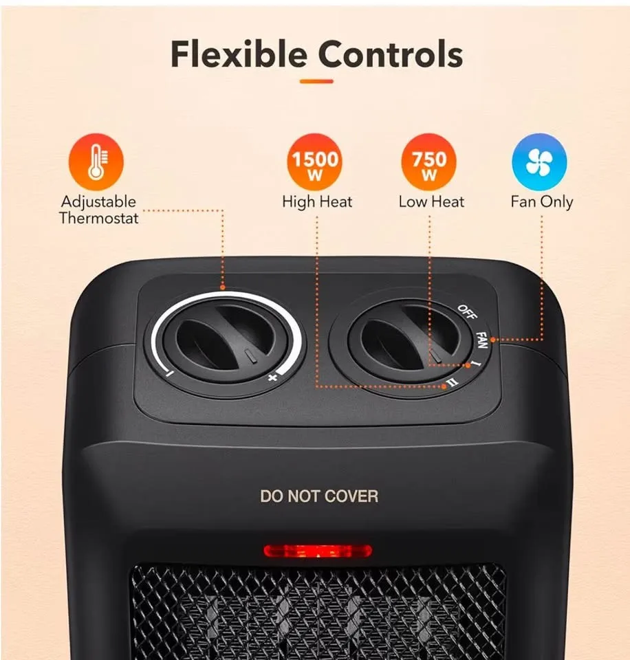 Portable Electric Space Heater 1500W/750W image indicator(4)