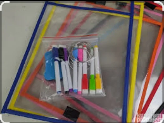 Portable transparent whiteboard with bookmark set