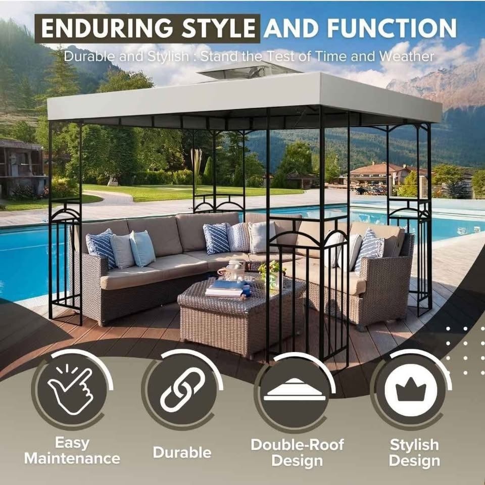 Flexzion Gazebo Cover 10x10' Double Tier UV30+DIRT - photo 3