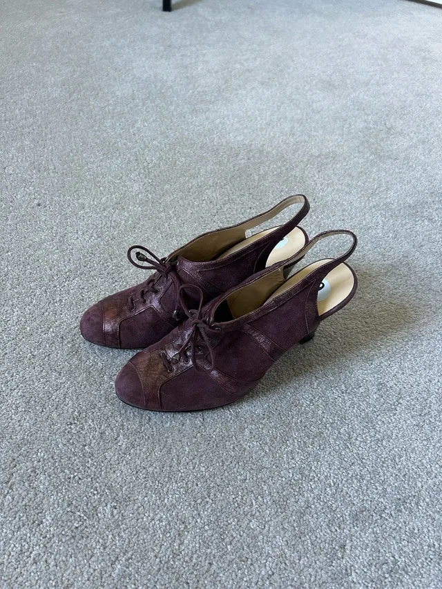 ✨RARE✨ Marchez Vous Purple Suede Lace-Up Heels