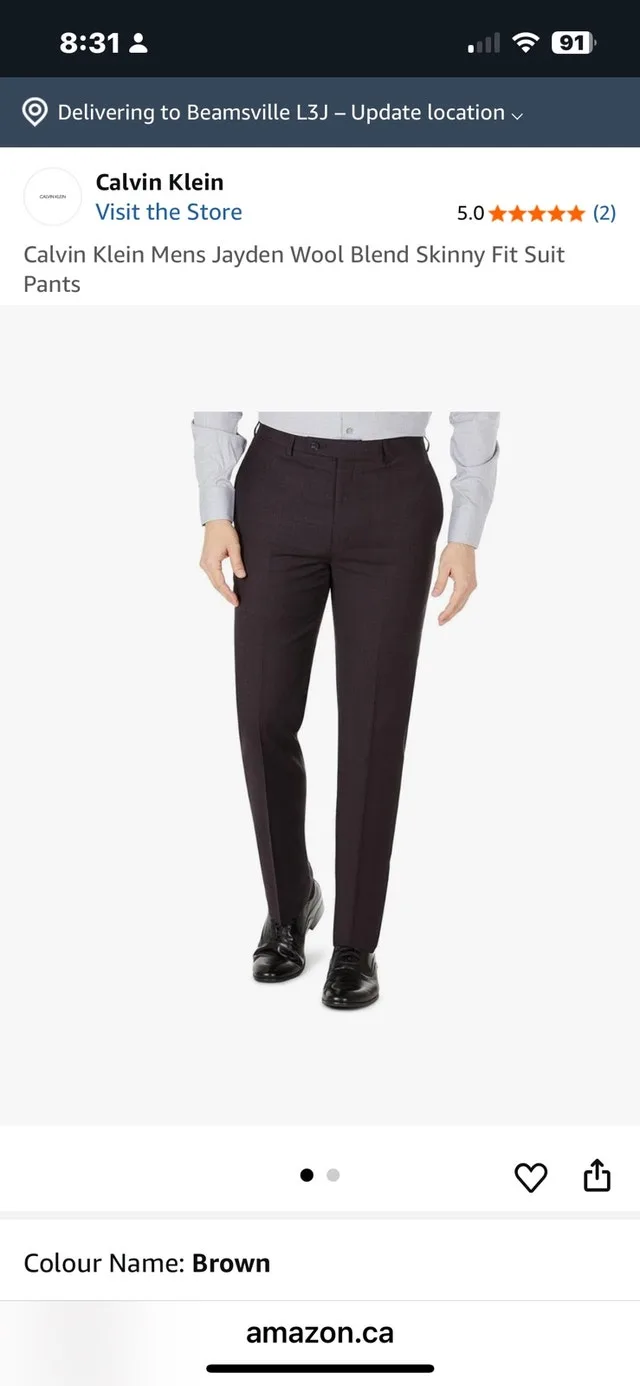 Calvin Klein Jayden Mens Wool Blend Skinny Fit Suit Pants