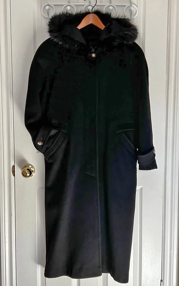 Long Black Winter Coat - Medium