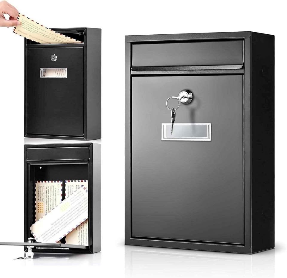Wall Mount Mailbox with Lock, Black