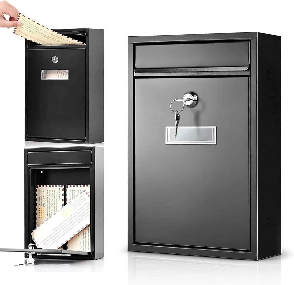 Wall Mount Mailbox with Lock, Black