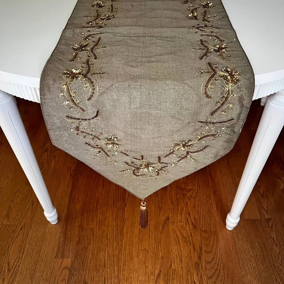 Table Runner with beads and sequins - 13”x 72” image indicator(2)