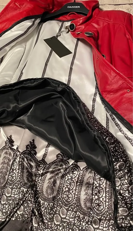 Danier red leather Coat image indicator(6)