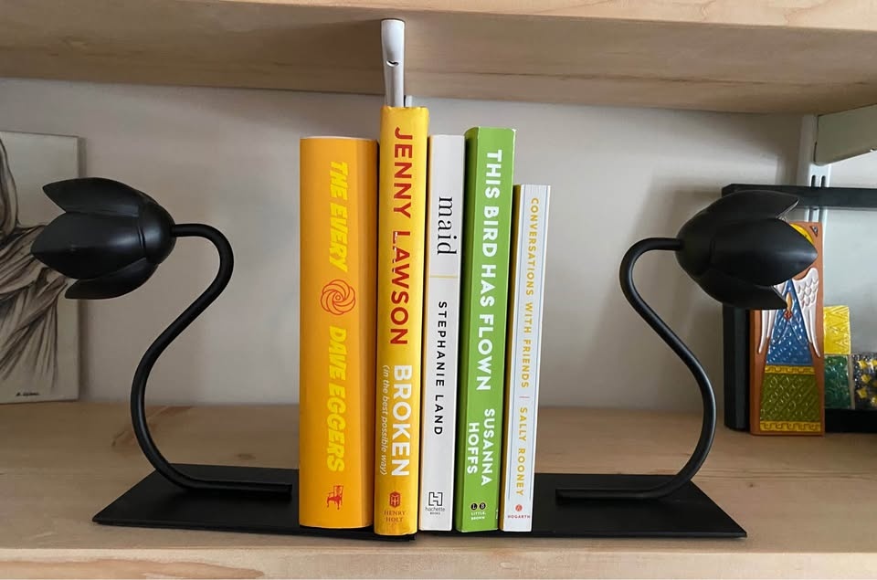 Set of 2 Ikea BAKHASARE Bookend Iron Flower Tulip 1 Black - photo 3