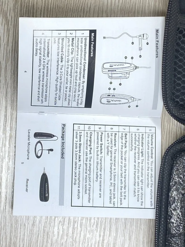 Lapel Microphone Set Wireless With Receiver and adapters NEW image indicator(5)