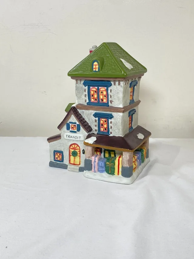Ceramic Christmas Village Transit Station - No Light