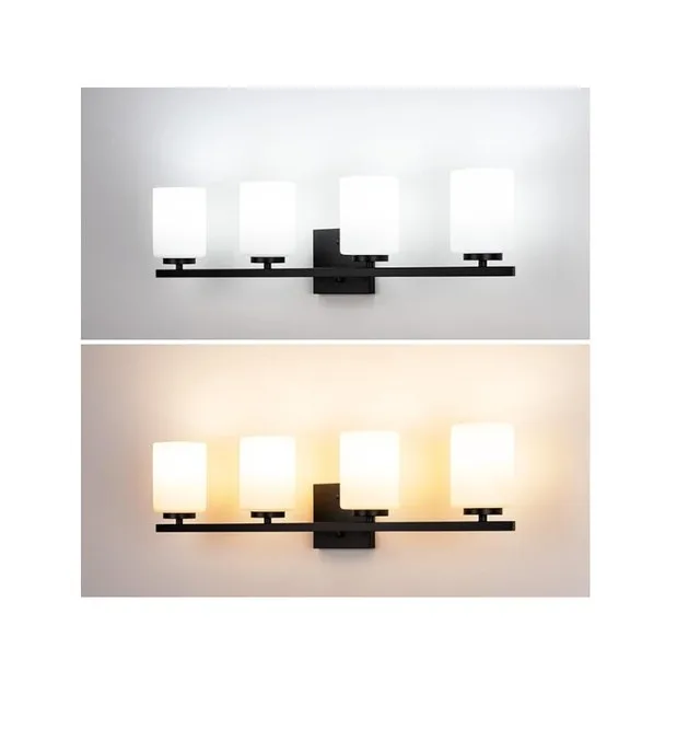 4-Light Vanity Light with Etched White Glass