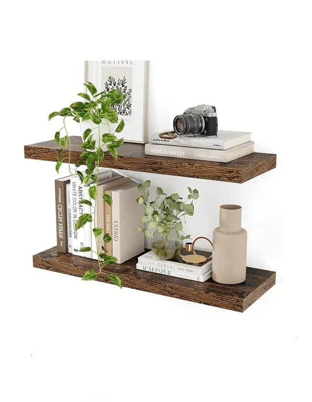Pair of Rustic Floating Shelves 24x9 Inches
