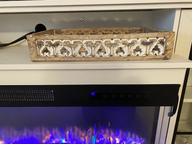 Stylish Wooden, Mirrored Tray