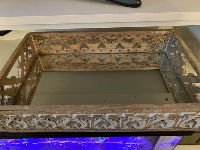 Stylish Wooden, Mirrored Tray image indicator(2)