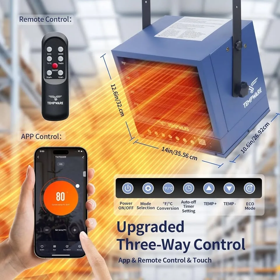 Electric Garage Heater 7500-Watt with Smart WIFI image indicator(4)