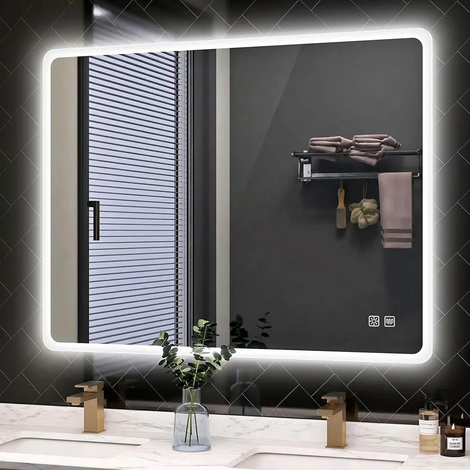 28"x36" LED-Bathroom-Mirror-with-Lights, Wall-Mounted, Anti-Fog,