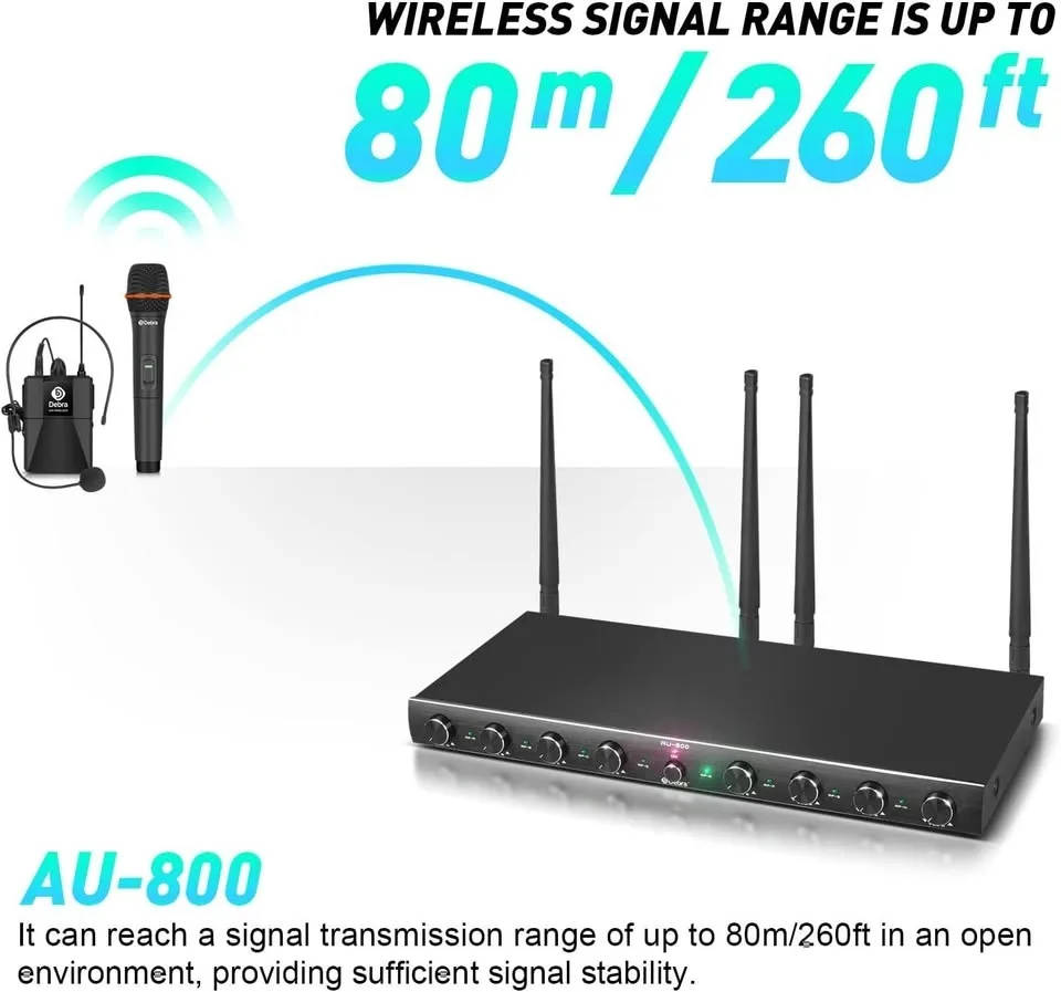 Debra Audio AU800 Pro 8-Channel Wireless Microphone System image indicator(3)