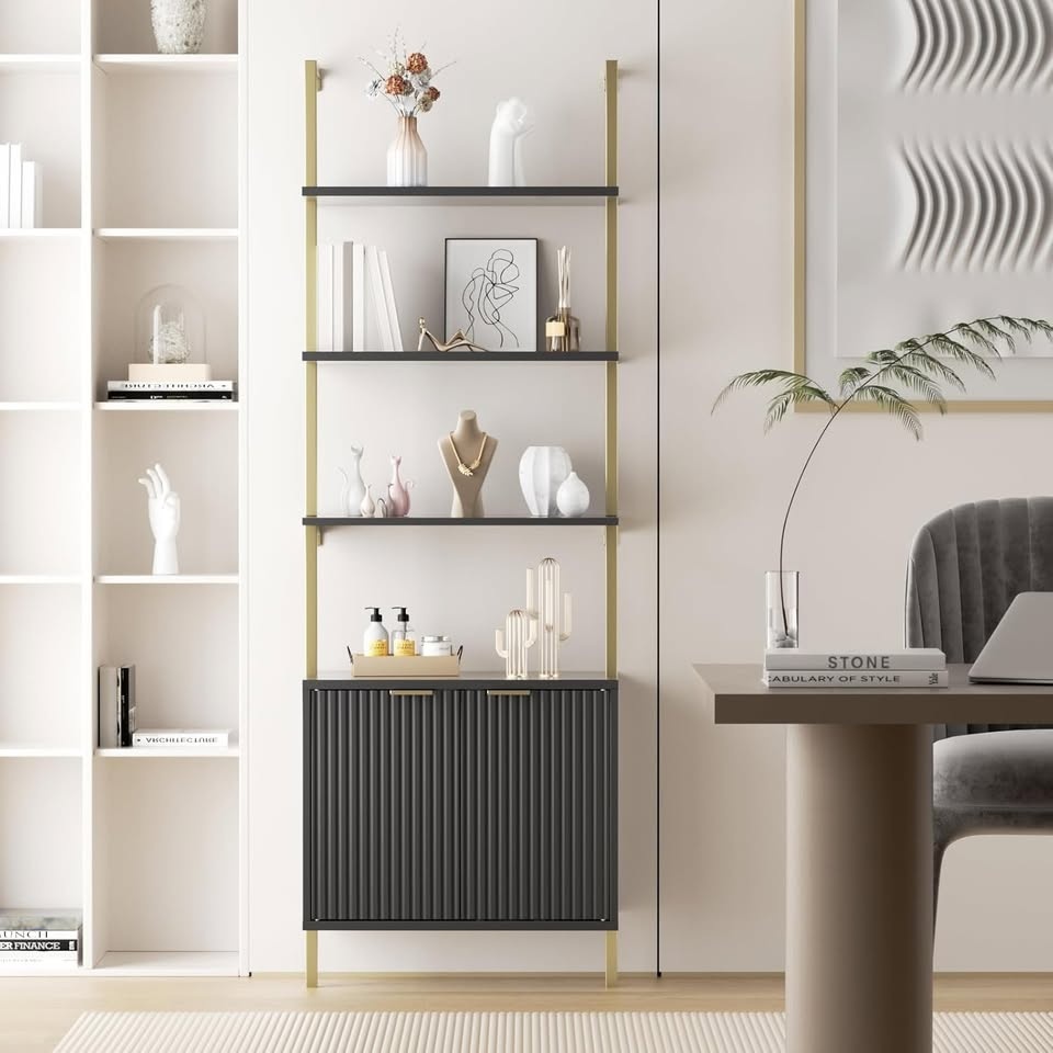 Ladder Bookshelf with Cabinet, 71" Tall Bookcase - photo 3