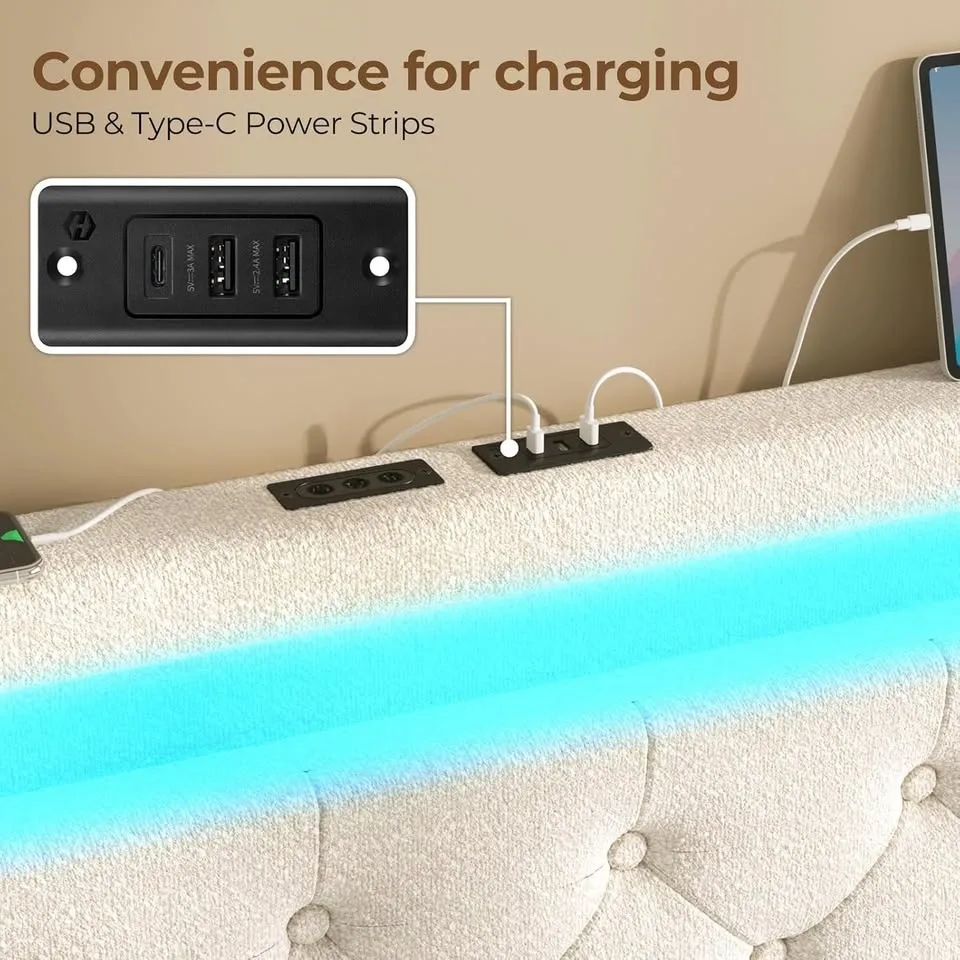 Rolanstar Twin Bed Frame with Storage & Charging Station image indicator(4)