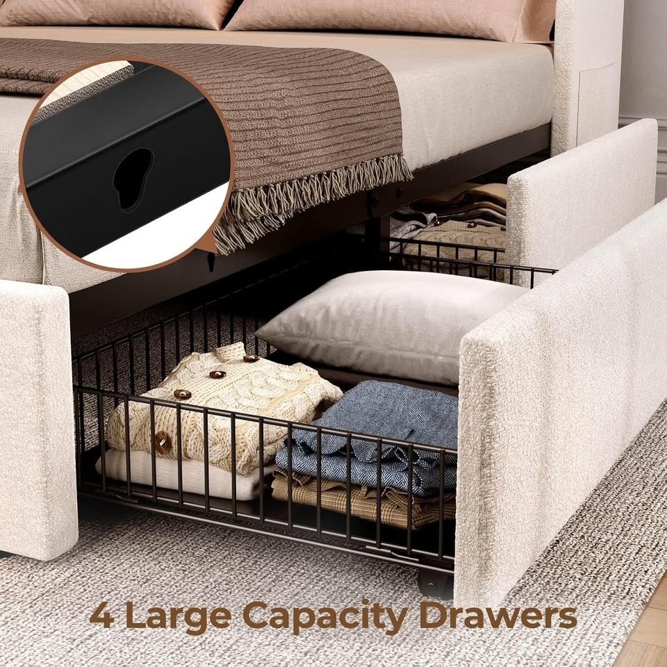 Rolanstar Twin Bed Frame with Storage & Charging Station - photo 5