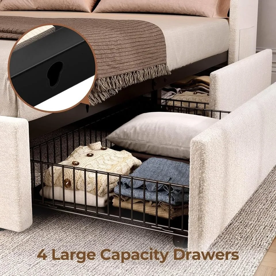 Rolanstar Twin Bed Frame with Storage & Charging Station image indicator(5)