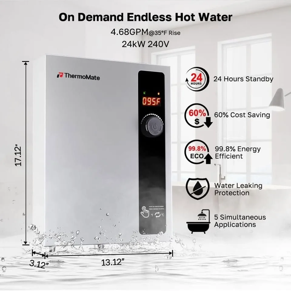 Tankless Water Heater Electric 24kW 240 Volt, ThermoMate image indicator(3)