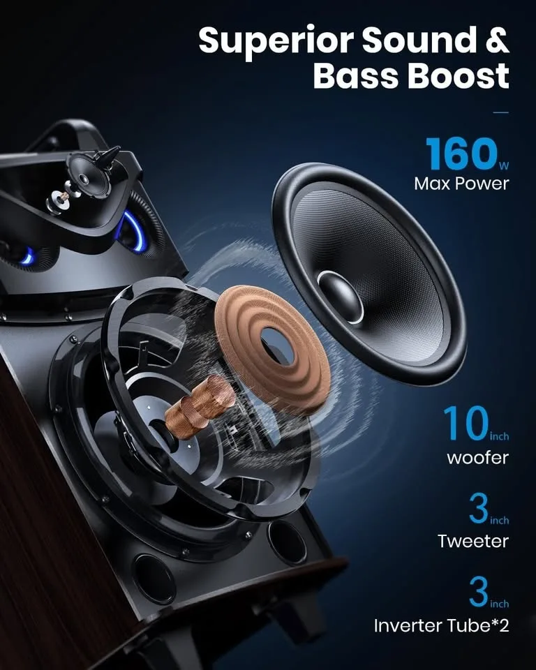 Moukey Karaoke Machine, Wood Pattern 10" Woofer image indicator(8)