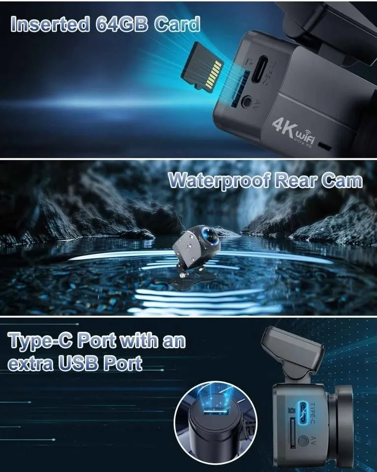 4K Dash Cam Front and Rear image indicator(6)