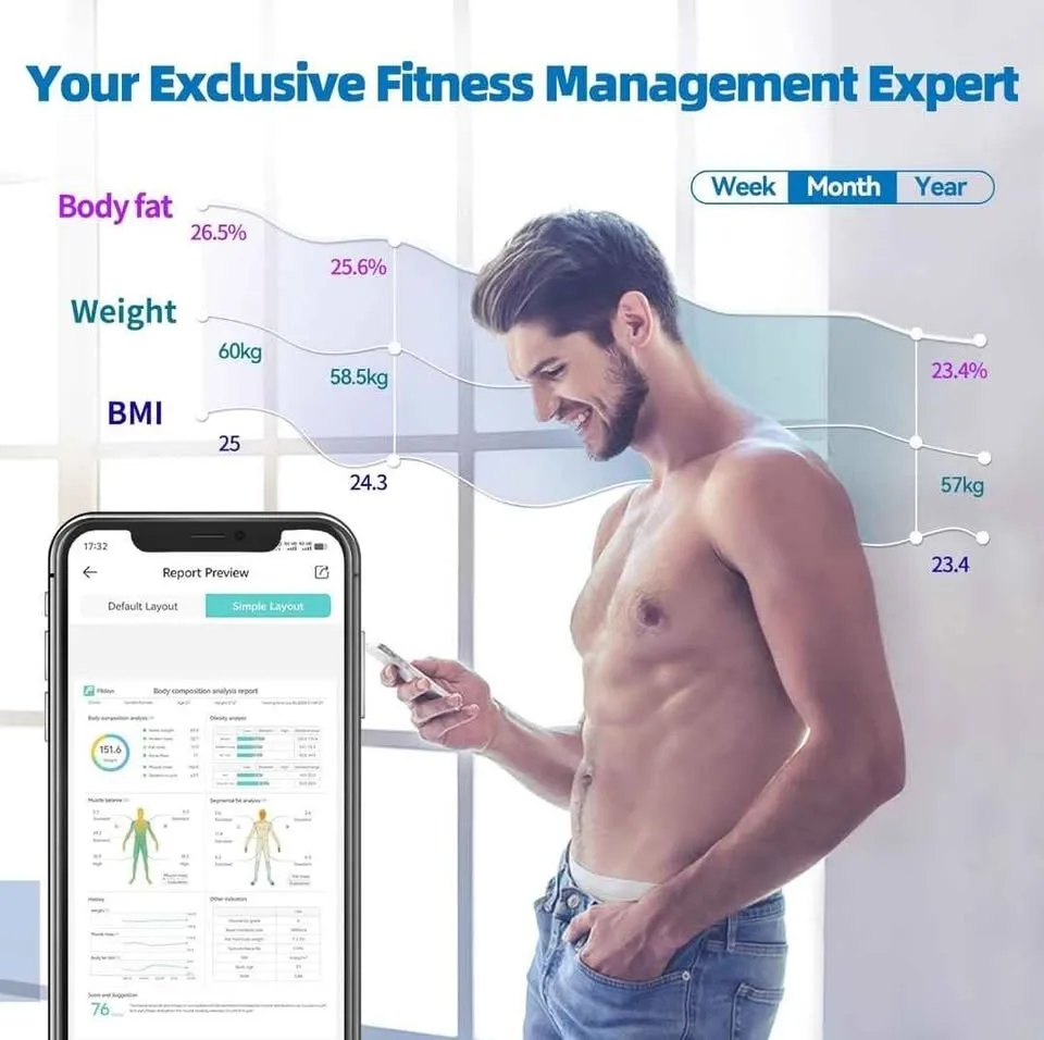 Lepulse Body Fat Scale 8 Electrode Large Display image indicator(6)