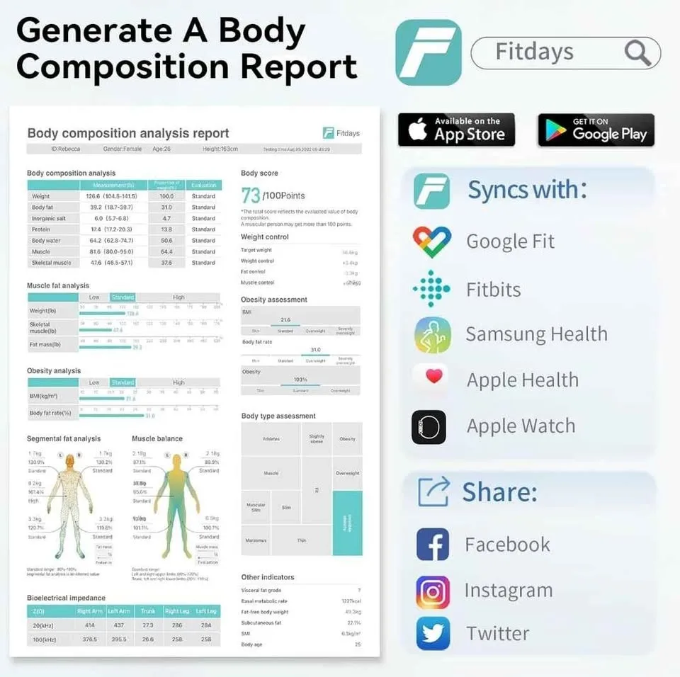 Lepulse Body Fat Scale 8 Electrode Large Display image indicator(8)