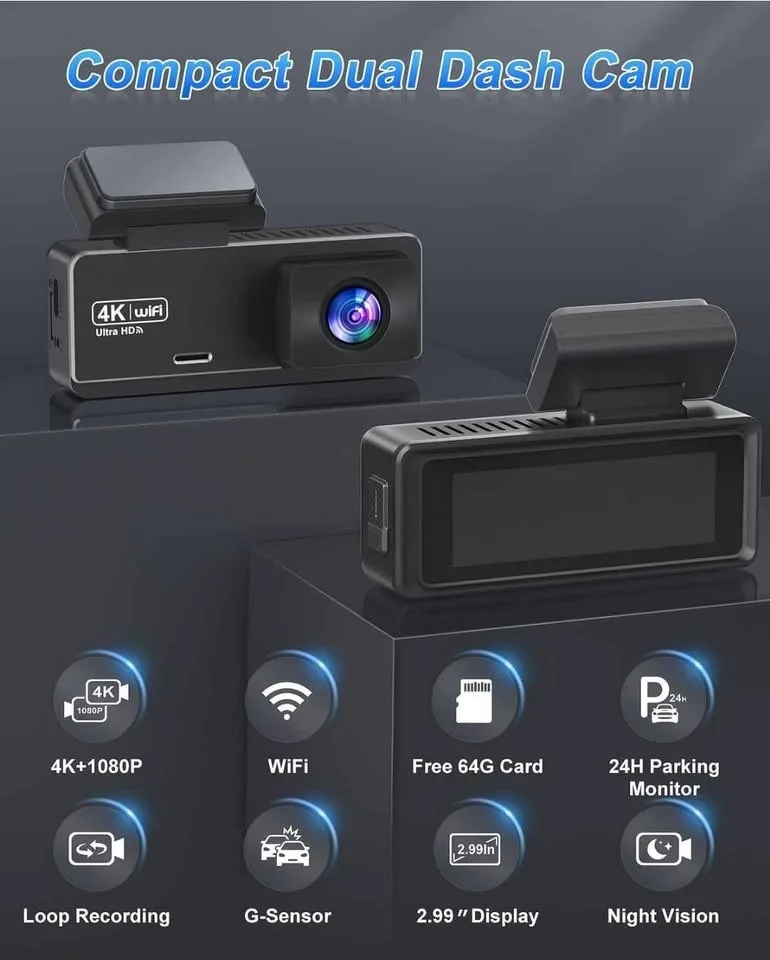 Dash Cam Front and Rear Camera 4k image indicator(7)