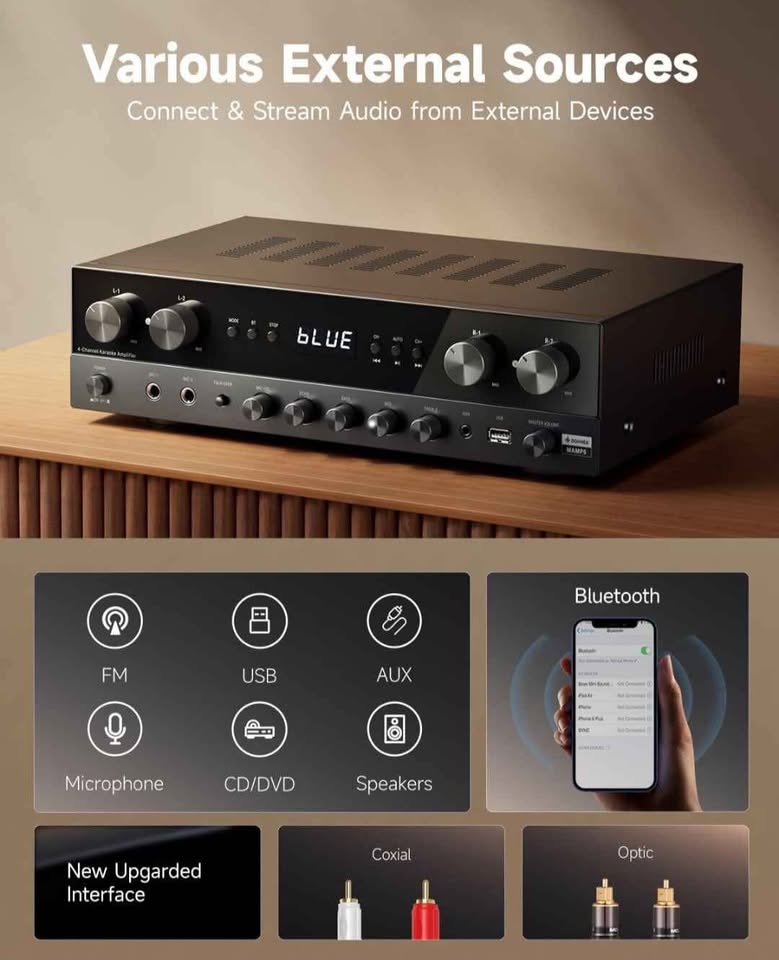 Donner Stereo Receiver 1000W 4 Channel Amplifier - photo 2