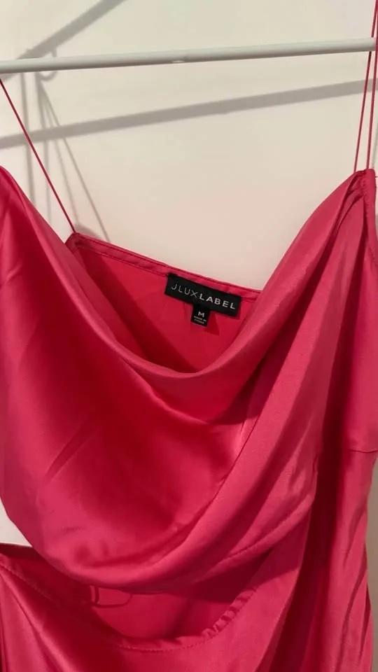 Satin Pink Cutout Maxi Dress – Size M– Like New image indicator(2)