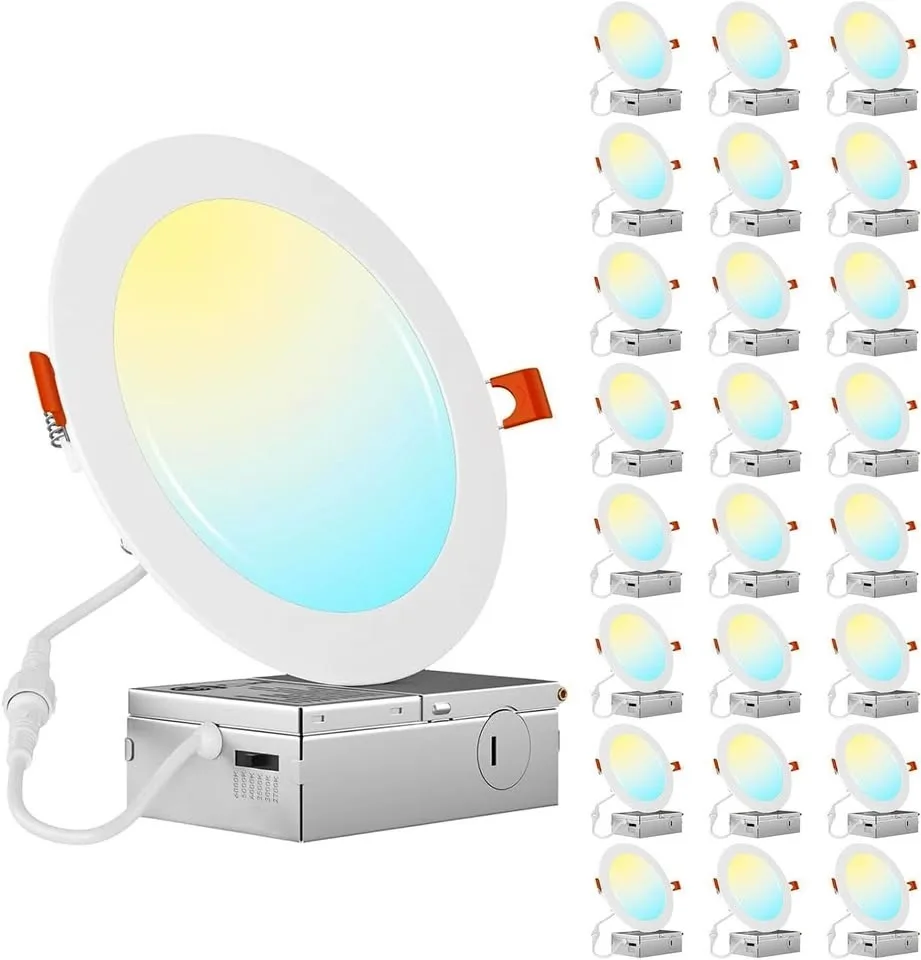 JESLED 24 Pack 6 Inch LED Recessed Slim Pot Light