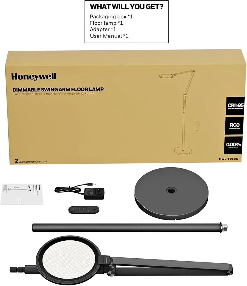Honeywell LED Floor Lamp - F01BK Sunturalux™ Eye Caring