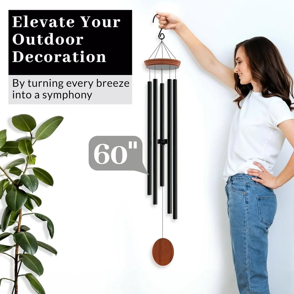 60" Extra Large Wind Chimes for Outside Deep Tone image indicator(5)