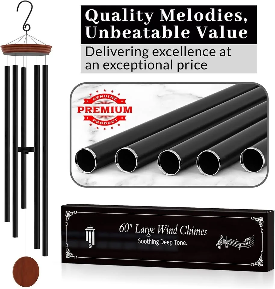 60" Extra Large Wind Chimes for Outside Deep Tone image indicator(6)