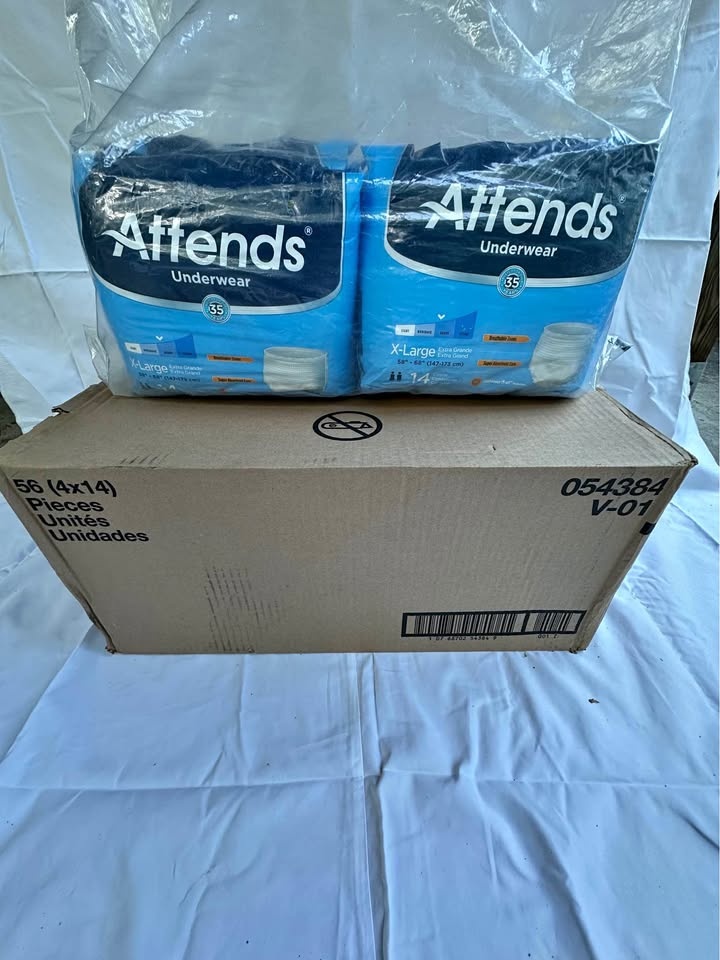 Attends XL, 14-count, four packs, new (=56 total briefs)