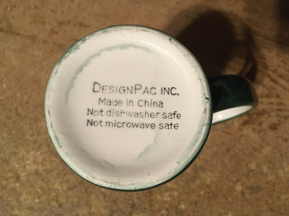 VINTAGE DESIGNPAC CERAMIC TALL 6" COFFEE MUG GREEN TREES CHRISTM - photo 5