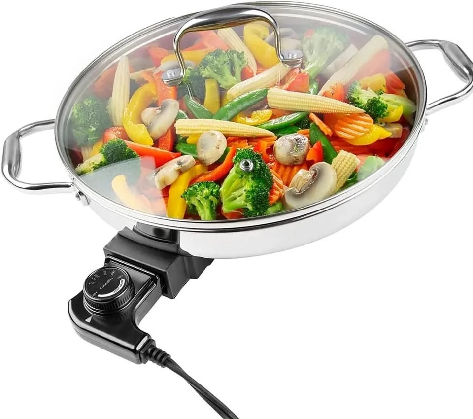 Electric Skillet By Cucina Pro - 18/10 Stainless Steel