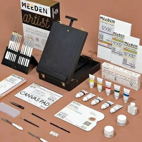 MEEDEN Artist Acrylic Painting Set with Black Tabletop Easel