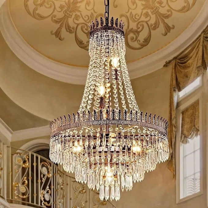 TOCHIC Crystal Chandelier, 7 Lights French Empire