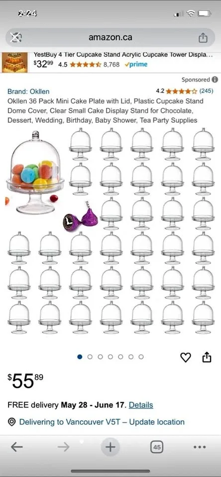 70x Miniature Clear Plastic Cake Domes with Stand