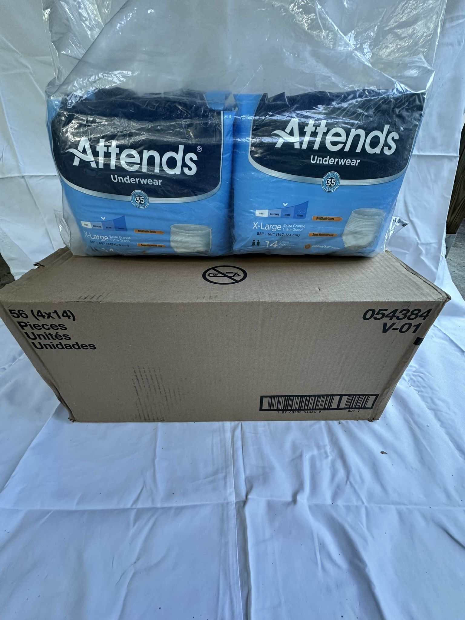 Attends XL 14-ct four packs unopened box 56 briefs #Cleanout