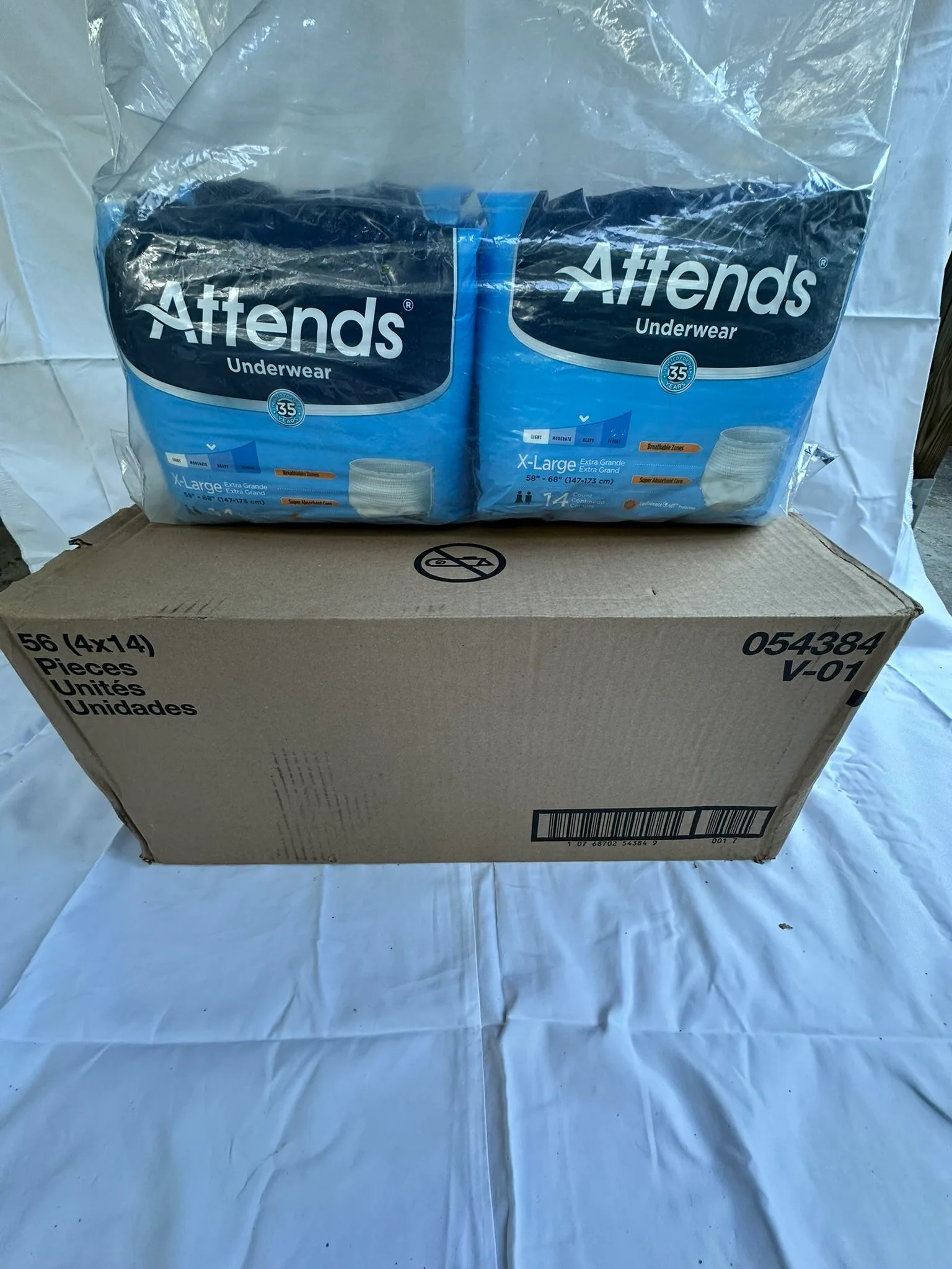 Attends XL 14-ct four packs unopened box 56 briefs #Cleanout