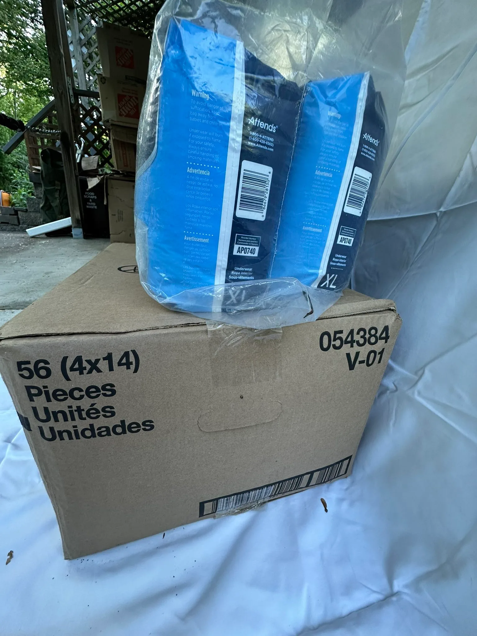 Attends XL 14-ct four packs unopened box 56 briefs #Cleanout image indicator(2)